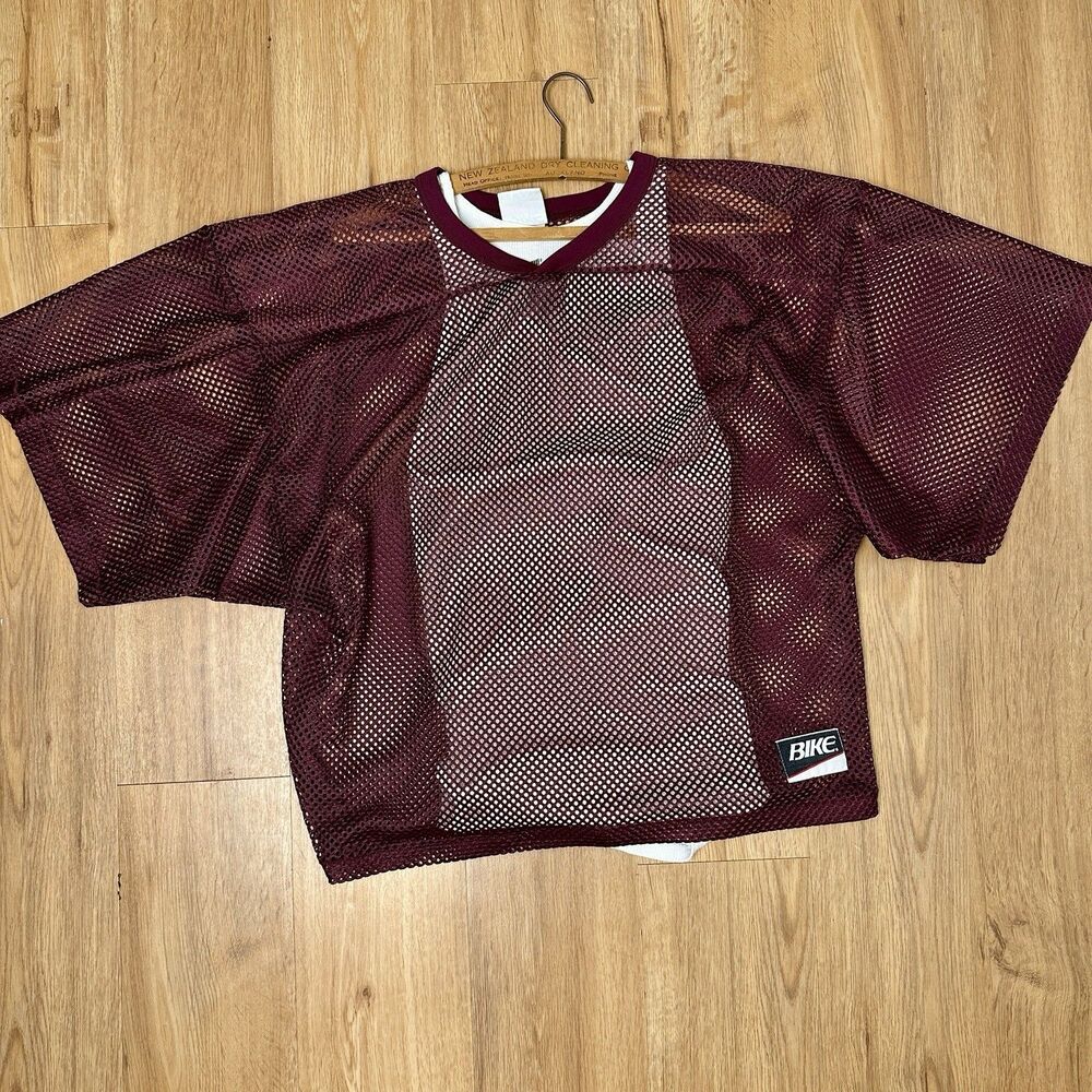 Vintage Bike Brand Maroon Mesh Football Jersey Sz L / XL Made in USA Muscle tee